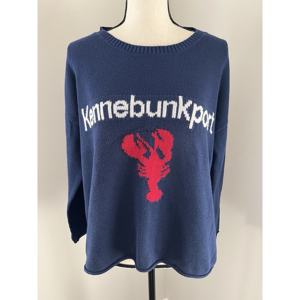 Pink Pineapple Kennebunkport Cotton Sweater Lobster Size Small EUC